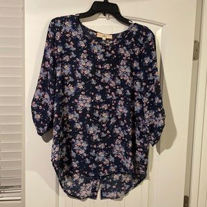 Blue/Pink Floral Blouse
